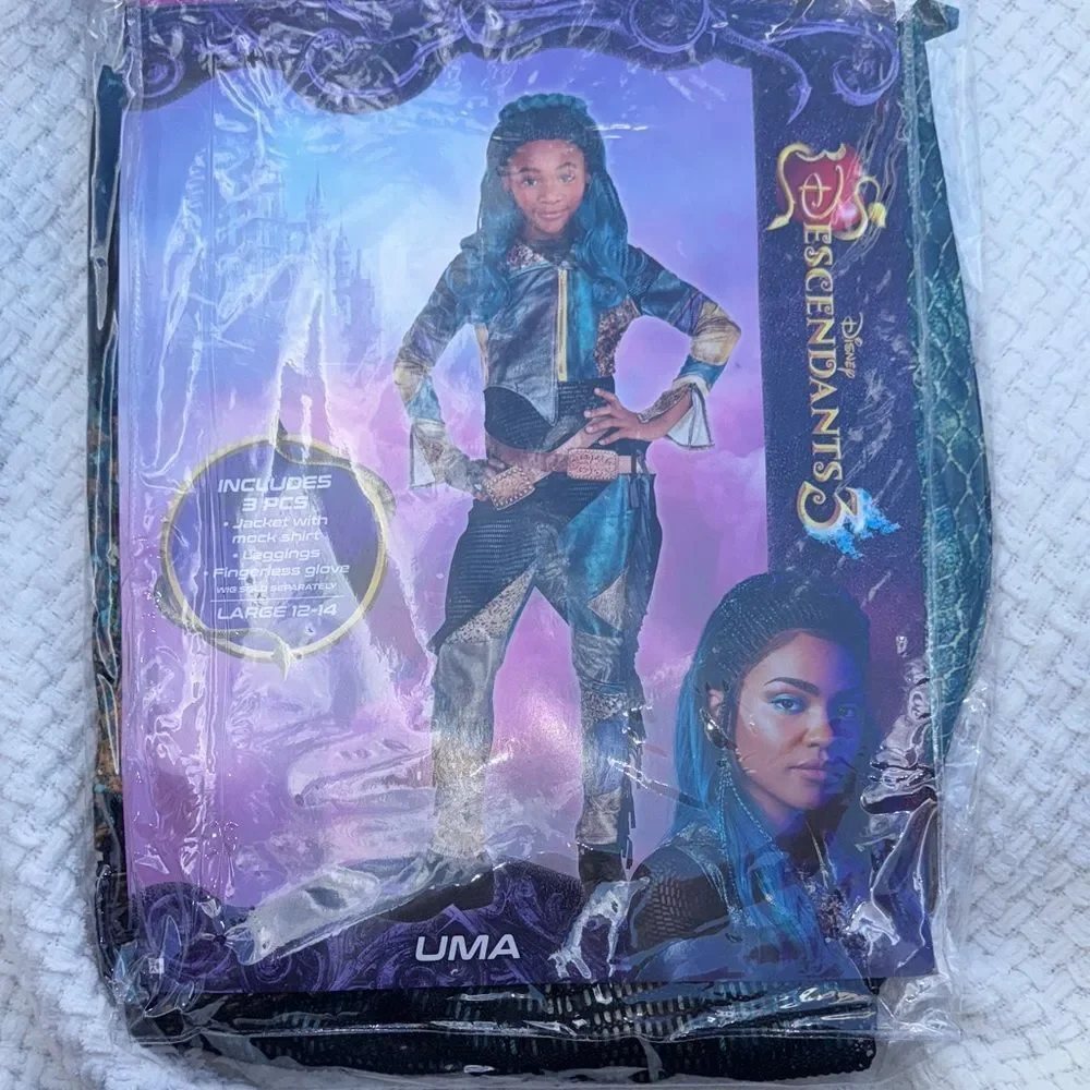 🔥Disney Descendants 3 UMA Girls Green EX LARGE 14-16 Costume. Wig NOT Included - Picture 2 of 5
